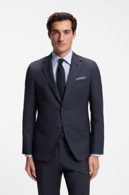 Slim-fit two-piece wool suit, Dark Blue