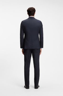 Slim-fit two-piece wool suit, Dark Blue