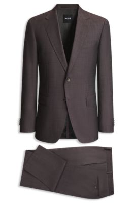 Slim-fit two-piece wool suit, Brown