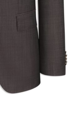 Slim-fit two-piece wool suit, Brown