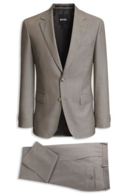Slim-fit two-piece wool suit, Beige