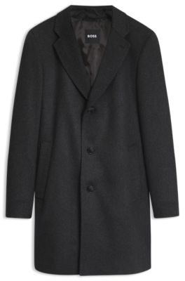 BOSS ONE abrigo slim fit de lana y cashmere, Negro
