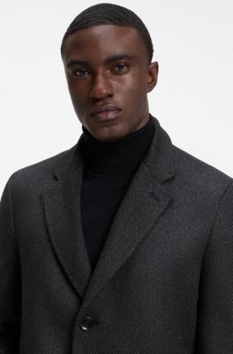 BOSS ONE abrigo slim fit de lana y cashmere, Negro