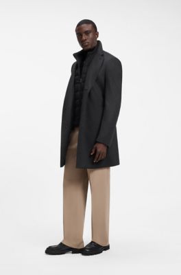 BOSS ONE abrigo slim fit de lana y cashmere, Negro
