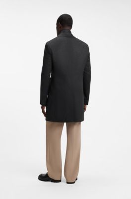 BOSS ONE abrigo slim fit de lana y cashmere, Negro