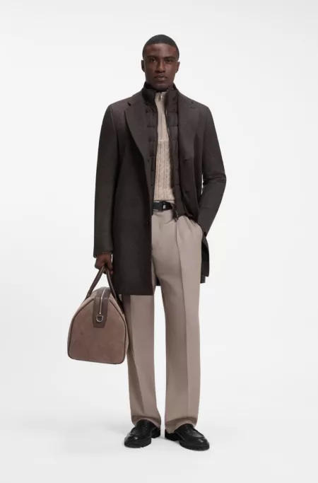 BOSS ONE slim-fit coat in wool and cashmere
