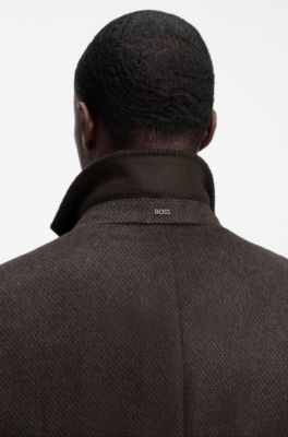 BOSS ONE abrigo slim fit de lana y cashmere, Marr&oacute;n oscuro