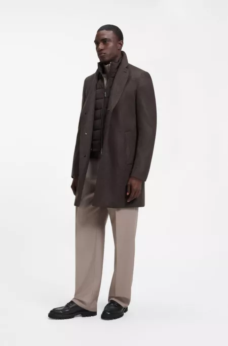 BOSS ONE slim-fit coat in wool and cashmere