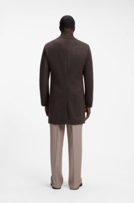 BOSS ONE abrigo slim fit de lana y cashmere, Marr&oacute;n oscuro