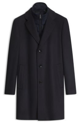 BOSS ONE abrigo slim fit de lana y cashmere, Azul oscuro