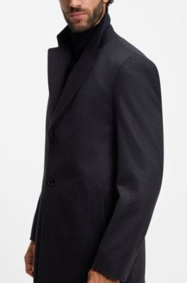 BOSS ONE slim-fit coat in wool and cashmere, Dark Blue