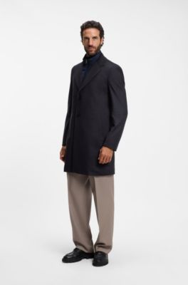BOSS ONE abrigo slim fit de lana y cashmere, Azul oscuro