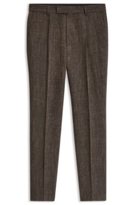 Pantalon en laine m&eacute;lang&eacute;e, Marron