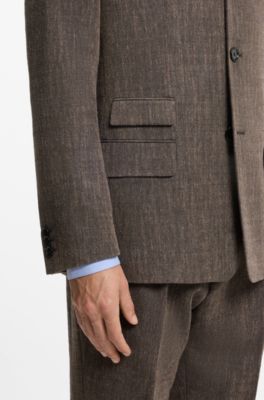 Wool-blend suit jacket, Brown