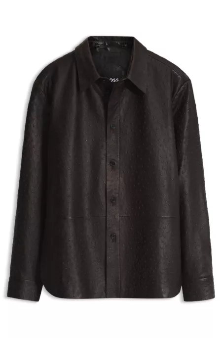 Textured leather shirt