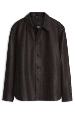 Camisa de piel con textura, Marr&oacute;n