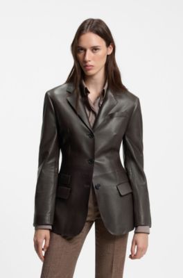 Leather blazer, Brown