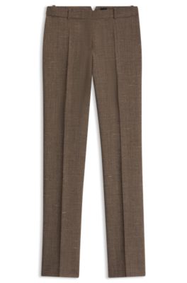 Pantalones de pernera recta en lana, Marr&oacute;n