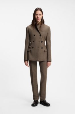Straight-leg wool pants, Brown