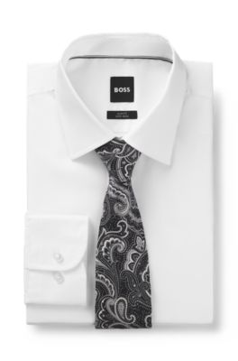 Silk tie with allover print, Black