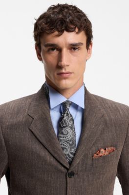 Corbata de seda con estampado por toda la prenda, Negro
