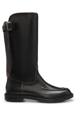 Leather boots, Black