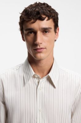 Camisa slim fit de algod&oacute;n, Blanco