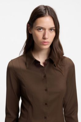 Contoured shirt, Brown