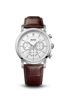 '1512871' | Chronograph Brown Croc-Embossed Leather Strap Slim Watch , Assorted-Pre-Pack