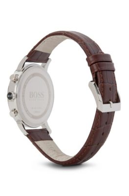 '1512871' | Chronograph Brown Croc-Embossed Leather Strap Slim Watch , Assorted-Pre-Pack