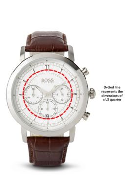 '1512871' | Chronograph Brown Croc-Embossed Leather Strap Slim Watch , Assorted-Pre-Pack