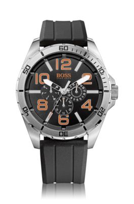 BOSS - Chronograph Silicon Black Logo Strap Watch | 1512945 