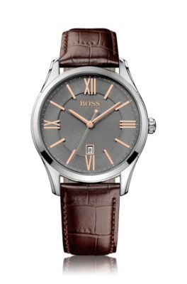 '1513041' | Croc-Embossed Leather 3-Hand Quartz Ambassador Watch, Assorted-Pre-Pack