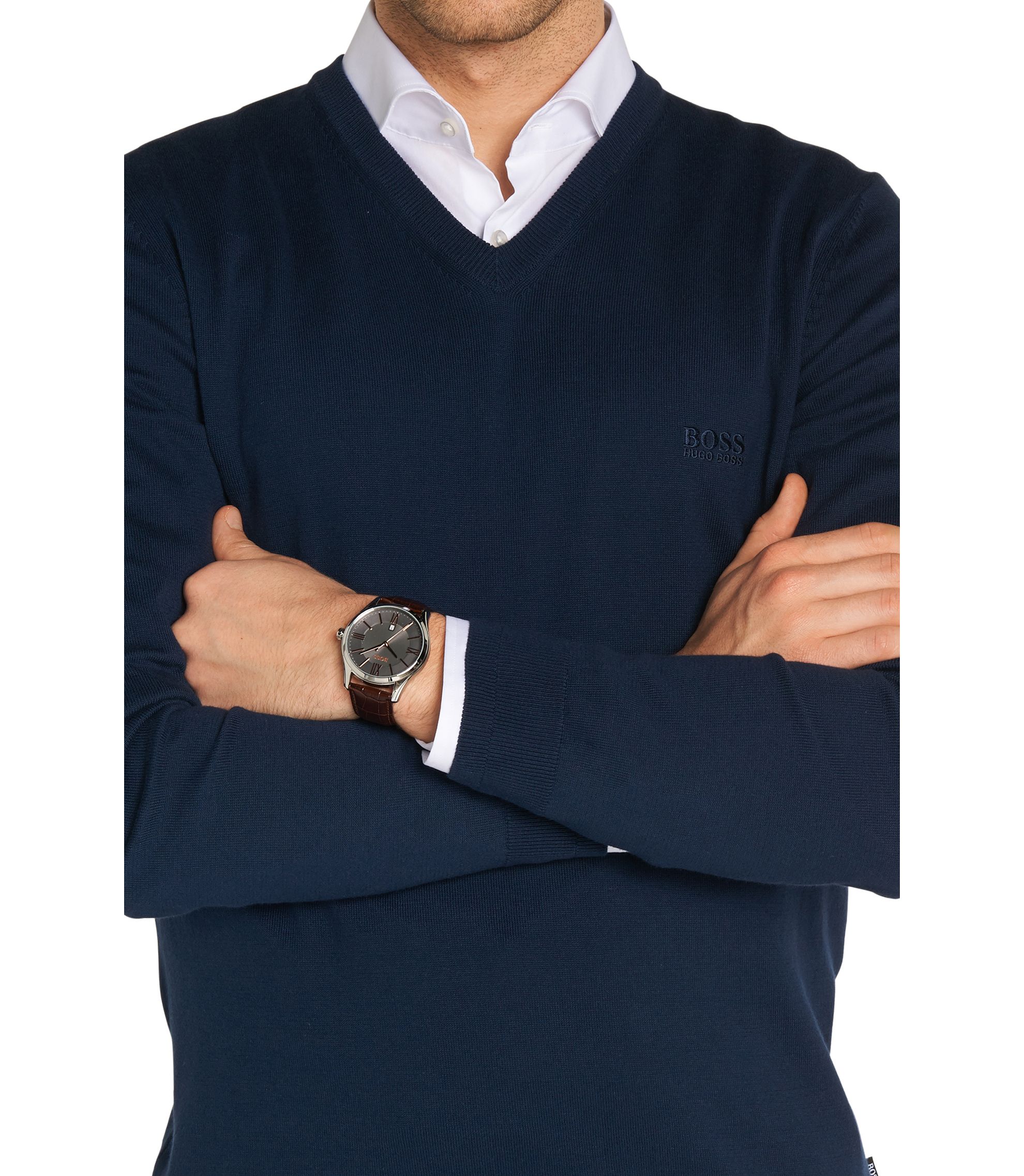 BOSS - '1513041' | Croc-Embossed Leather 3-Hand Quartz Ambassador