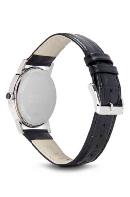 '1513091' | Leather Strap 2-Hand Quartz Slim Ultra Round Watch , Assorted-Pre-Pack