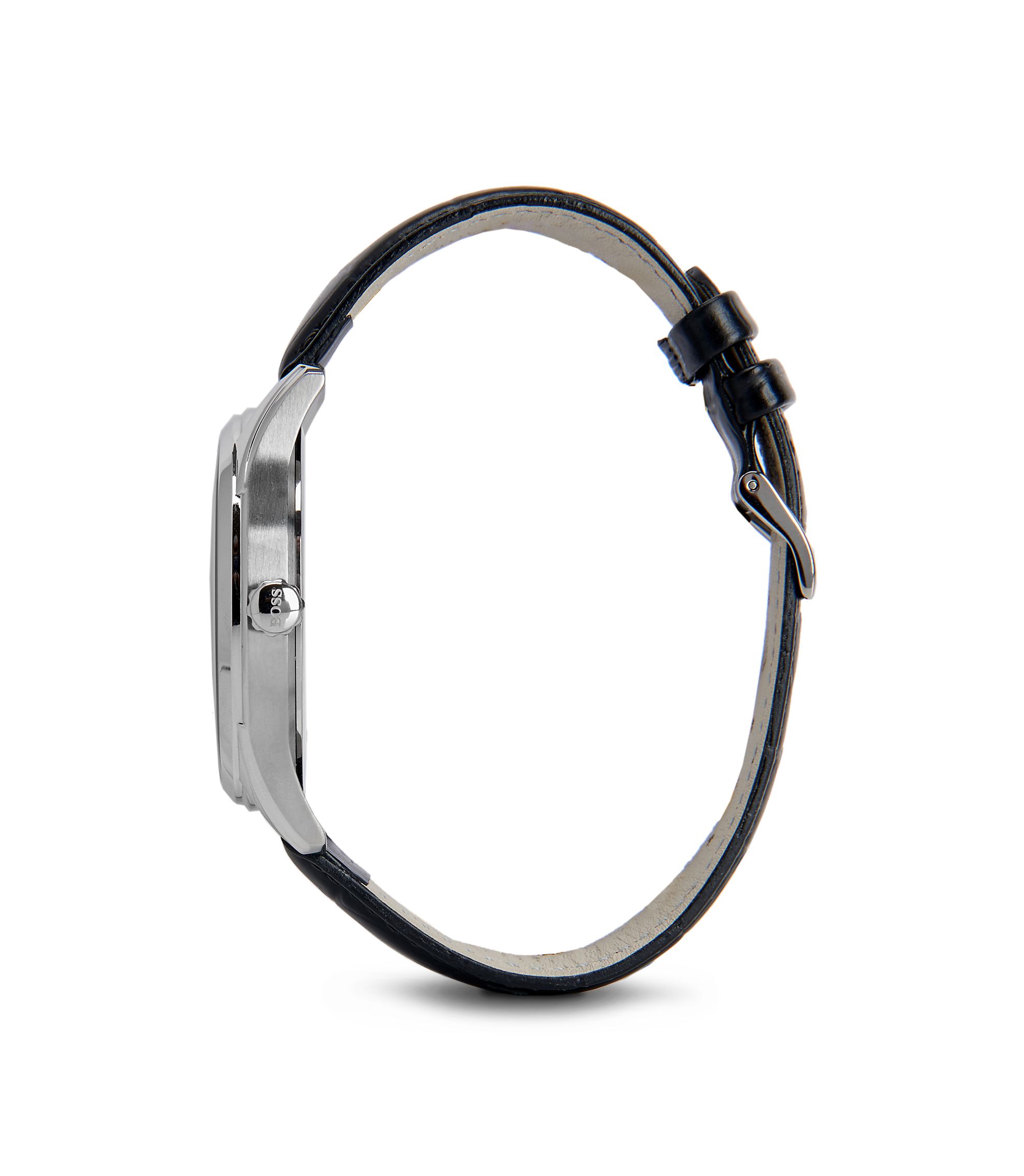 BOSS - '1513022' | Black Croc-Embossed Strap 3-Hand Quartz