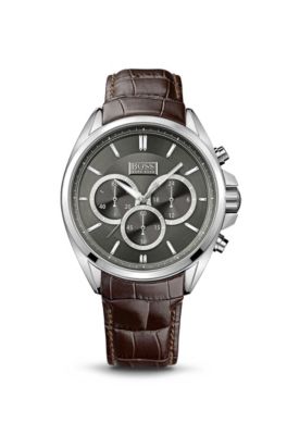 コウ BOSS - '1513035' | Chronograph Croc-Embossed Leather Strap Driver