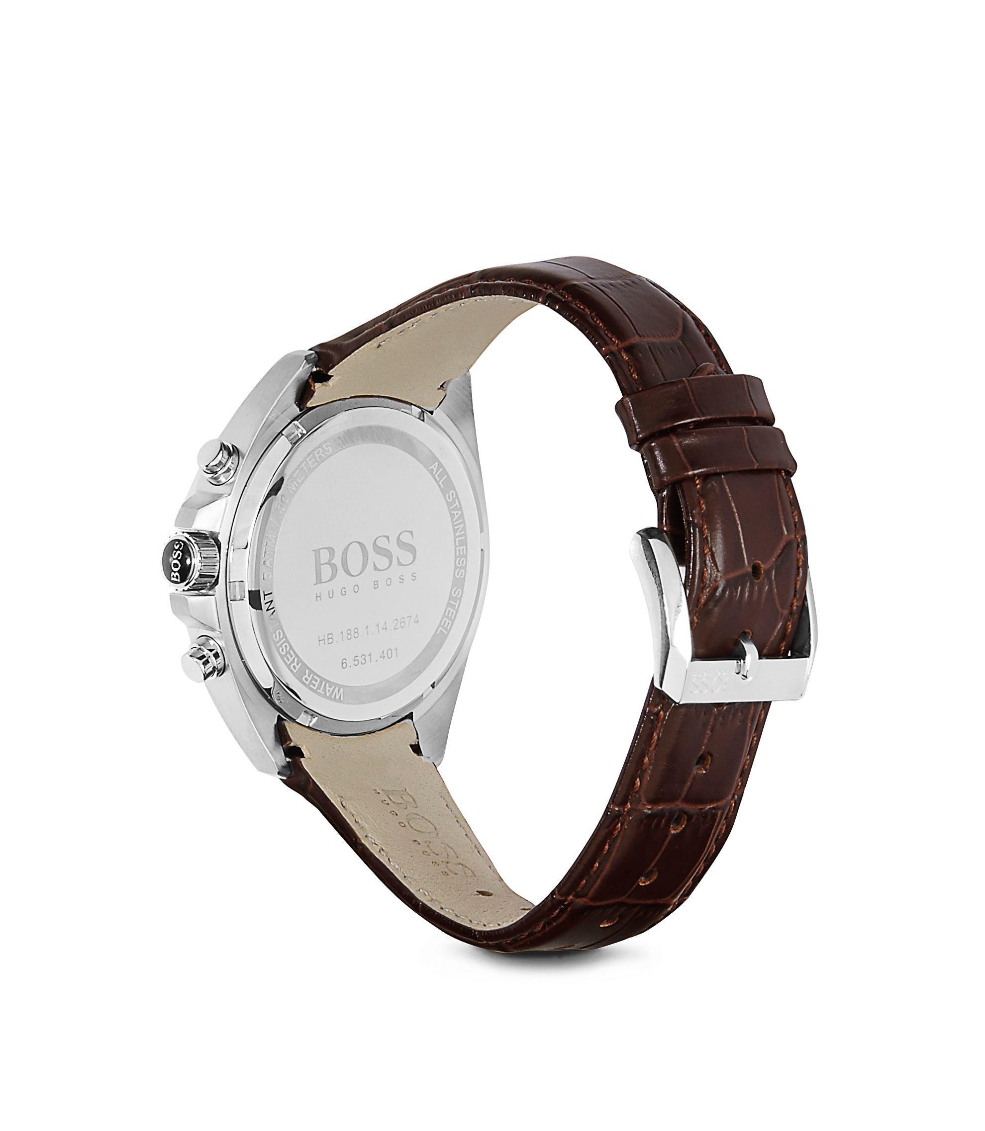 BOSS - '1513035' | Chronograph Croc-Embossed Leather Strap Driver