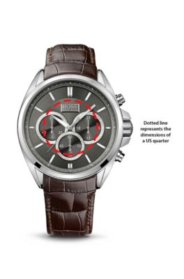 '1513035' | Chronograph Croc-Embossed Leather Strap Driver Watch , Assorted-Pre-Pack