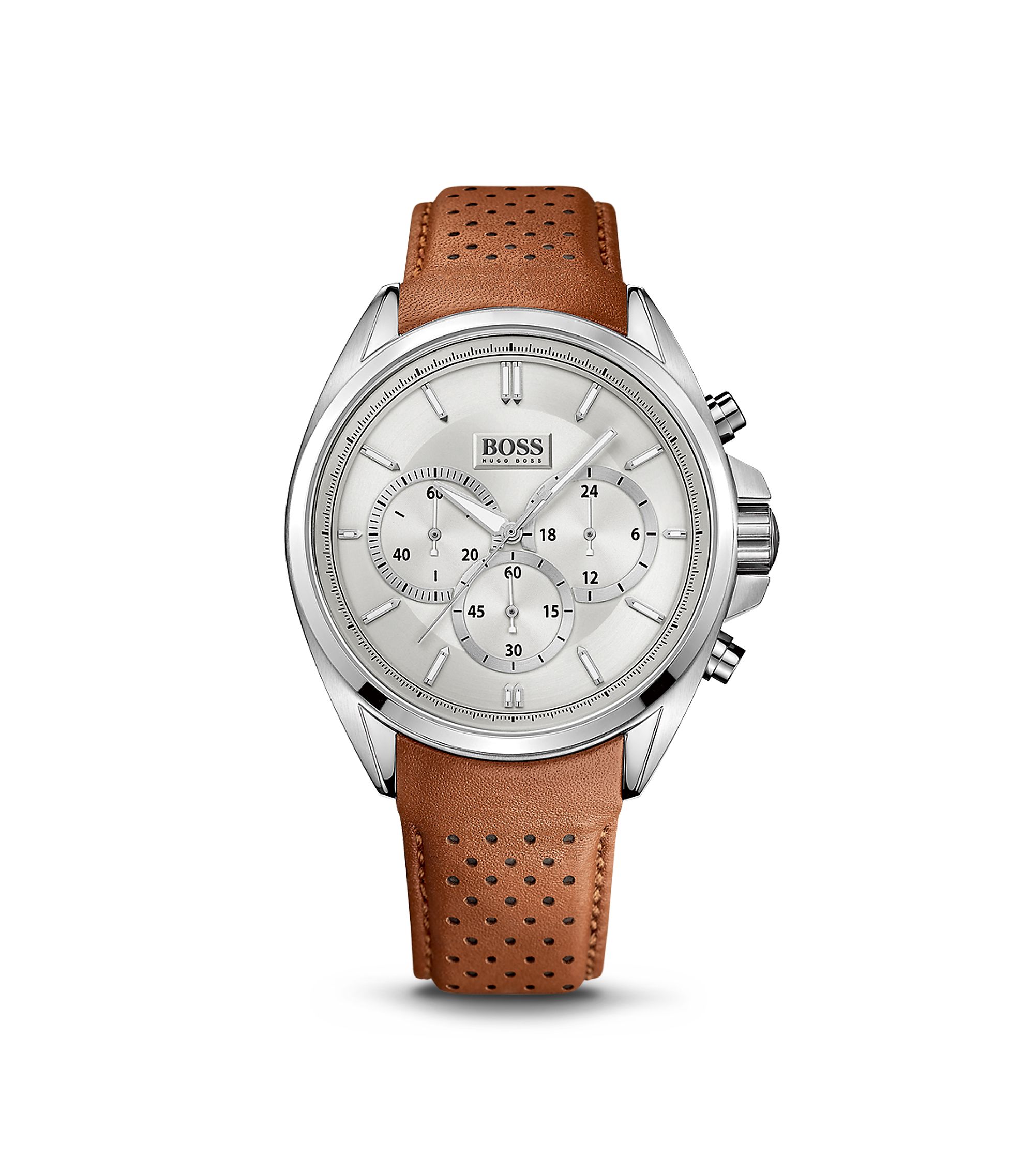 BOSS - '1513118' | Chronograph Brown Perforated Leather Strap