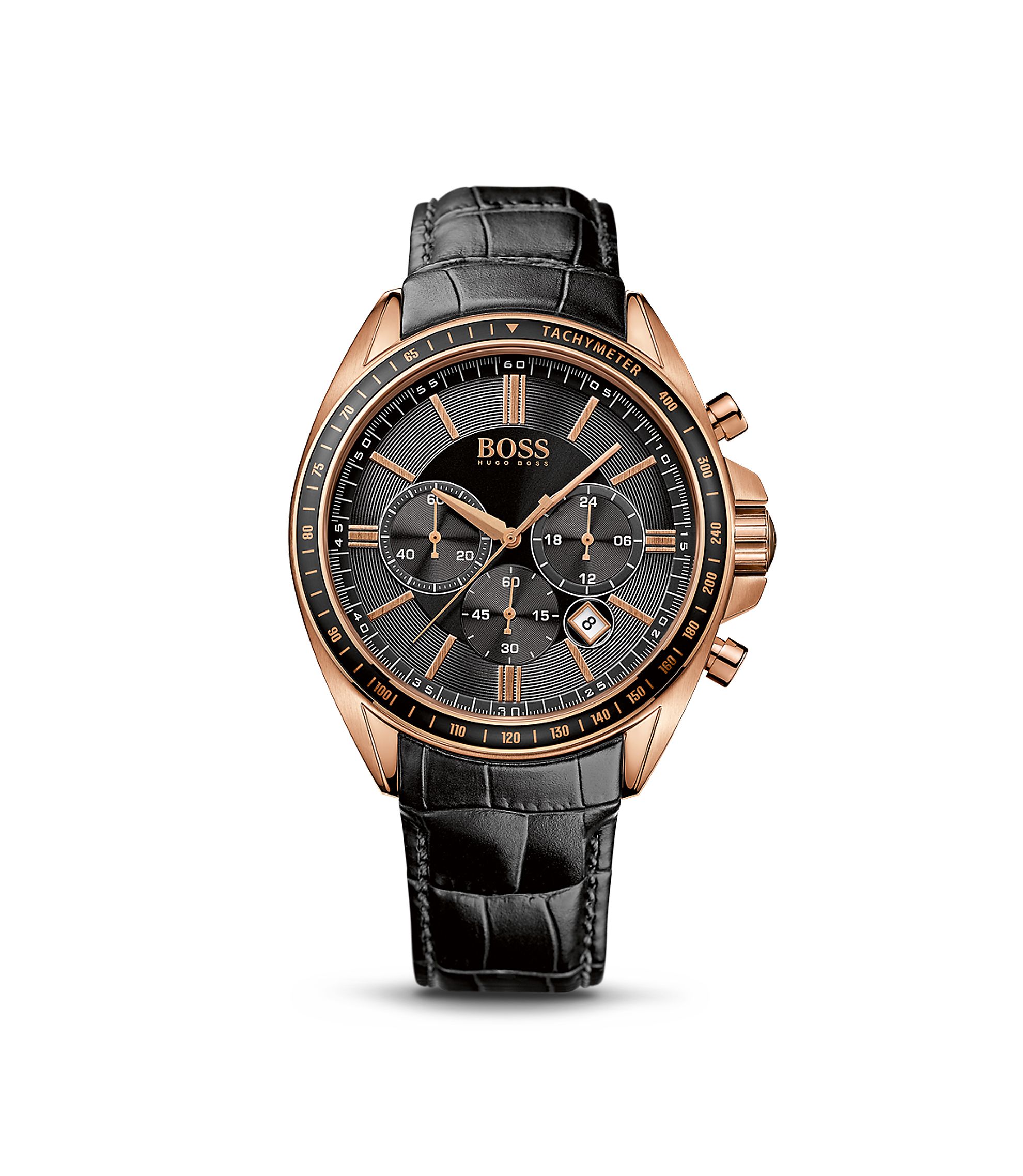 ブランデー BOSS BOSS - Multi-link-bracelet chronograph watch with black dial - Silver