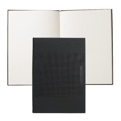 'Note Pad Grid' | Vegan Leather Bound Medium Notepad, Black