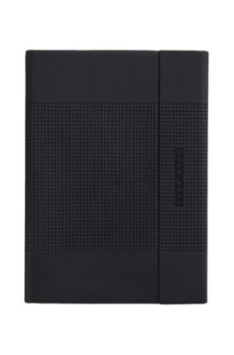 'Note Pad A5 Spot' | Vegan Leather Bound Medium Notepad, Black