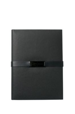 'Folder With USB Binder' | Leather Folder With Pad, USB Stick, Black