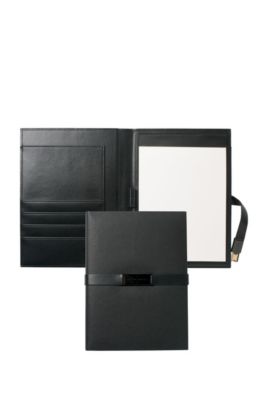 'Folder With USB Binder' | Leather Folder With Pad, USB Stick, Black
