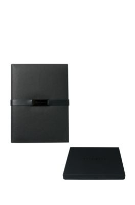 'Folder With USB Binder' | Leather Folder With Pad, USB Stick, Black