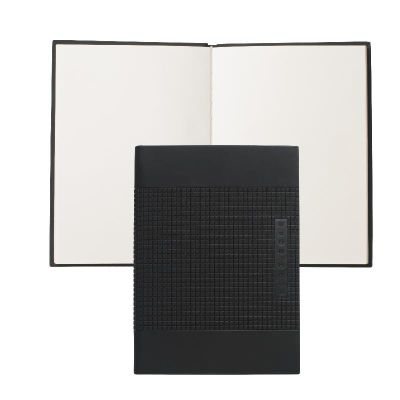 Vegan Leather Bound Small Notepad | Note Pad Grid, Black