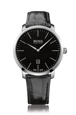 hugo boss leather watch