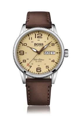 hugo boss pilot edition 5 atm leather 