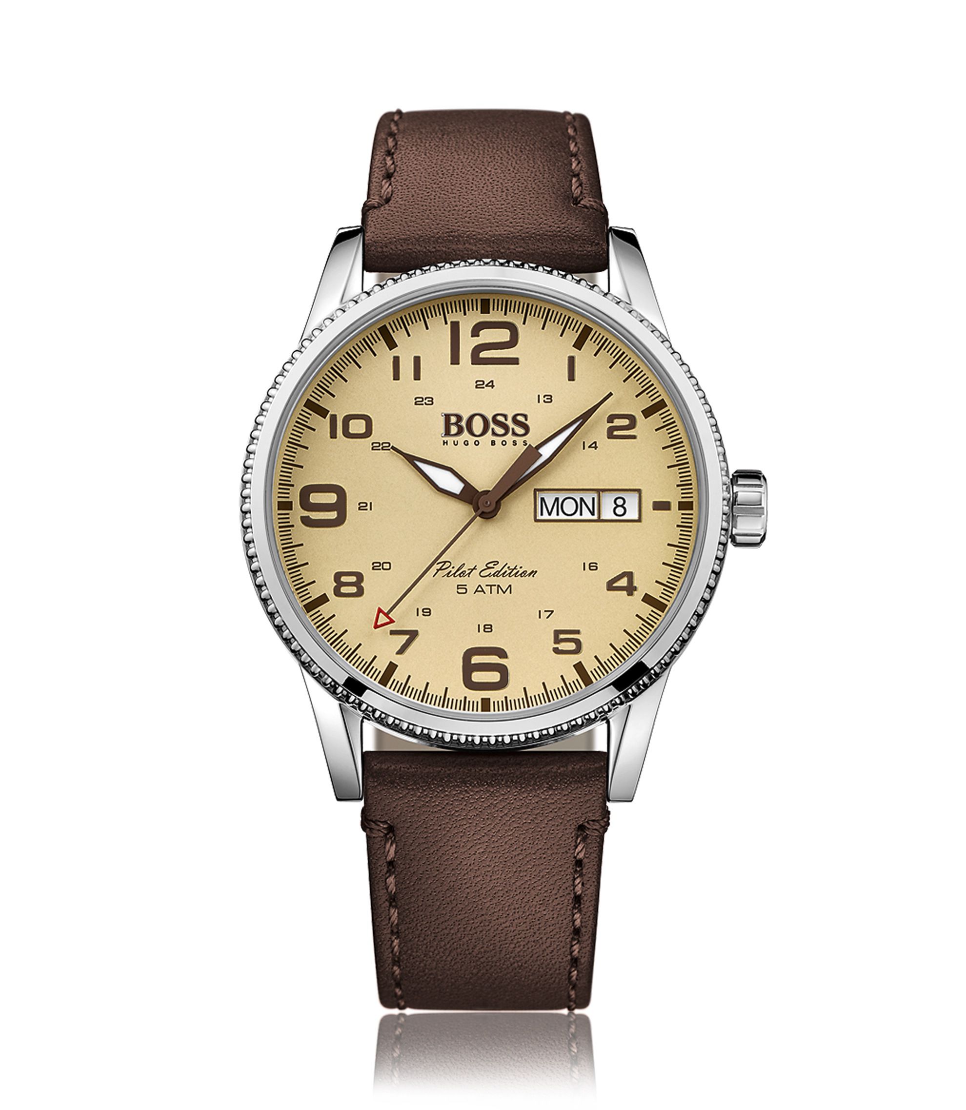 BOSS - Stainless Steel Leather Watch, Pilot Edition | 1513332